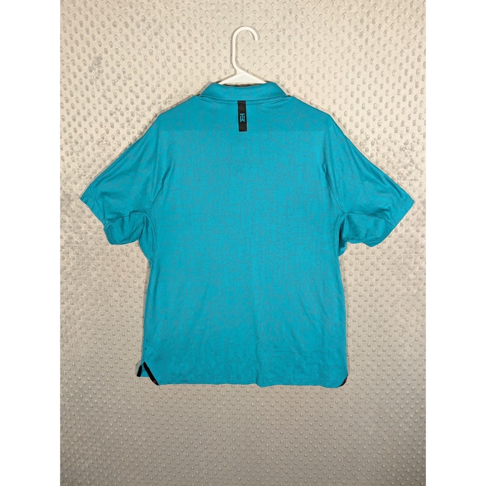 Tiger Woods Collection Nike Dri-Fit Polo Shirt Men's Large Teal Geo Jacquard - Picture 7 of 13